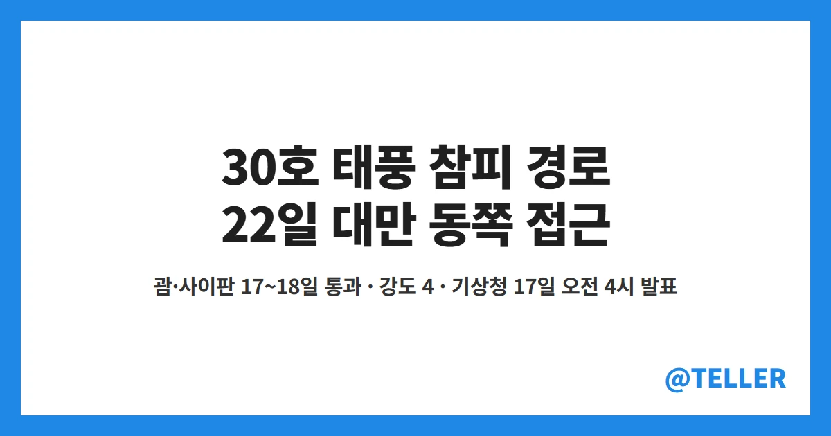 30호 태풍 참피 경로 22일 대만 동쪽 오키나와 남쪽 해상 접근