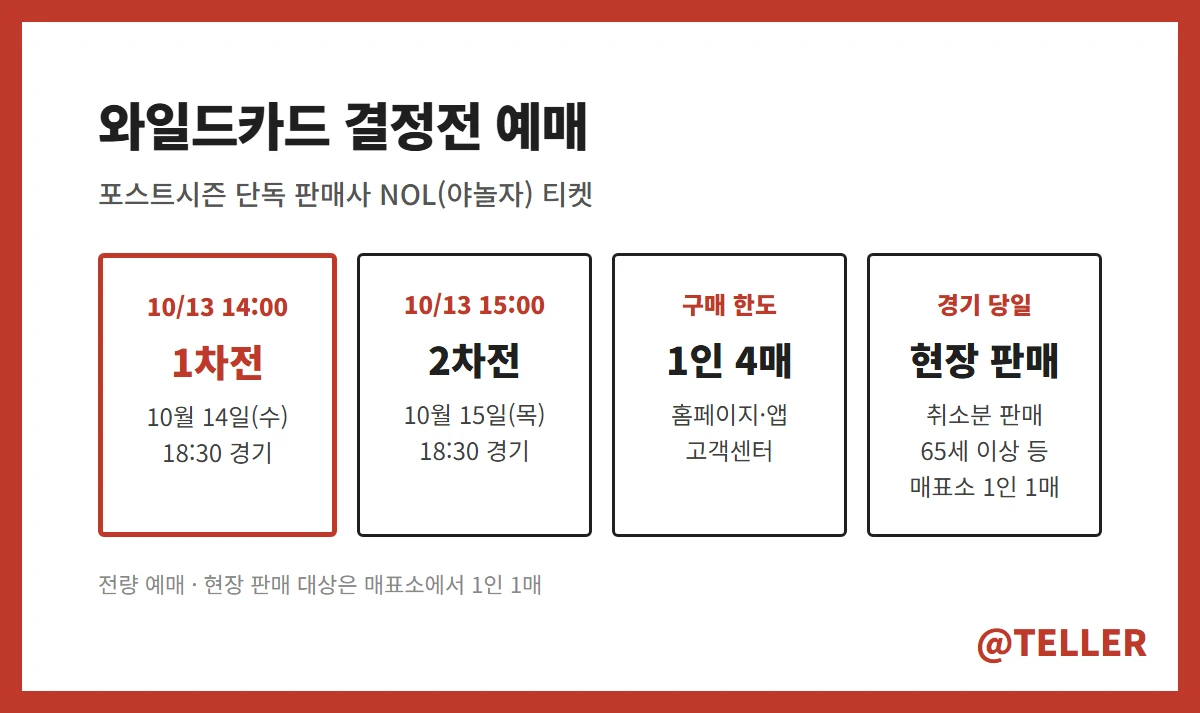 와일드카드 결정전 예매 방법