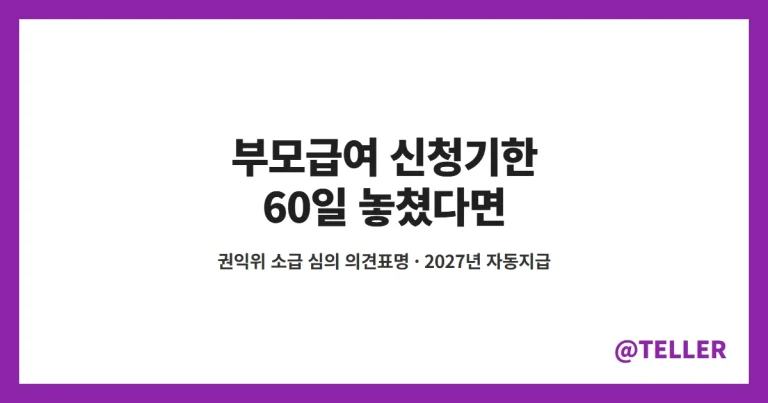 부모급여 신청기한 60일 놓쳤다면 – 권익위 ‘불가피한 사유였는지 심의해야’ 의견표명, 소급 기준과 2027년 자동지급까지 정리