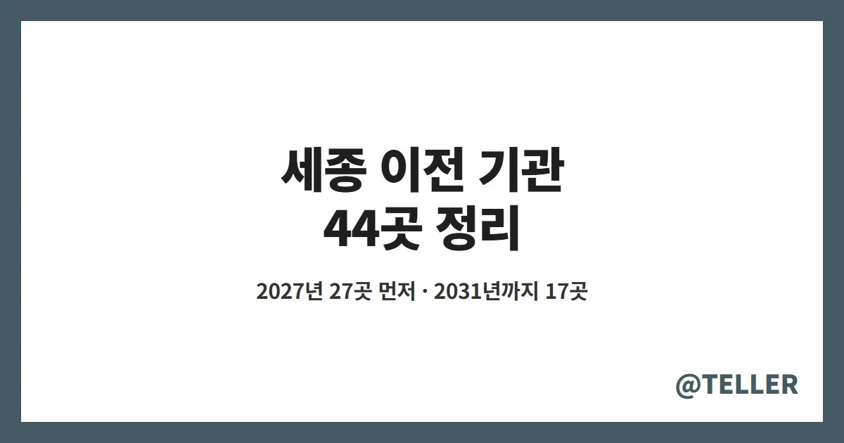 세종 이전 기관 44곳 – 2027년 27곳 먼저, 금융위·법무부·외교부 이전 시기 정리