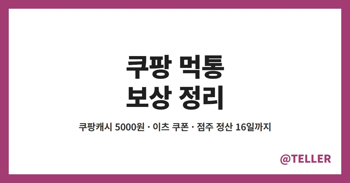 쿠팡 먹통 보상 – 쿠팡캐시 5000원·이츠 쿠폰, 점주 정산금 16일까지 정리