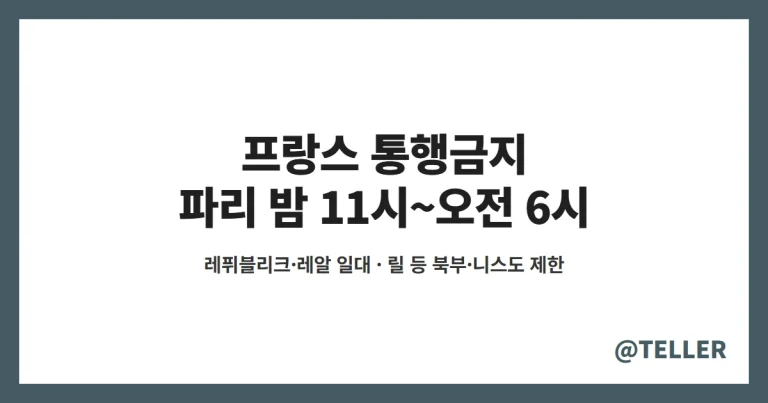 프랑스 통행금지 – 파리 레퓌블리크·레알 밤 11시~오전 6시, 릴 등 북부 도시·니스, 여행 전 확인할 대사관 안전공지와 연락처